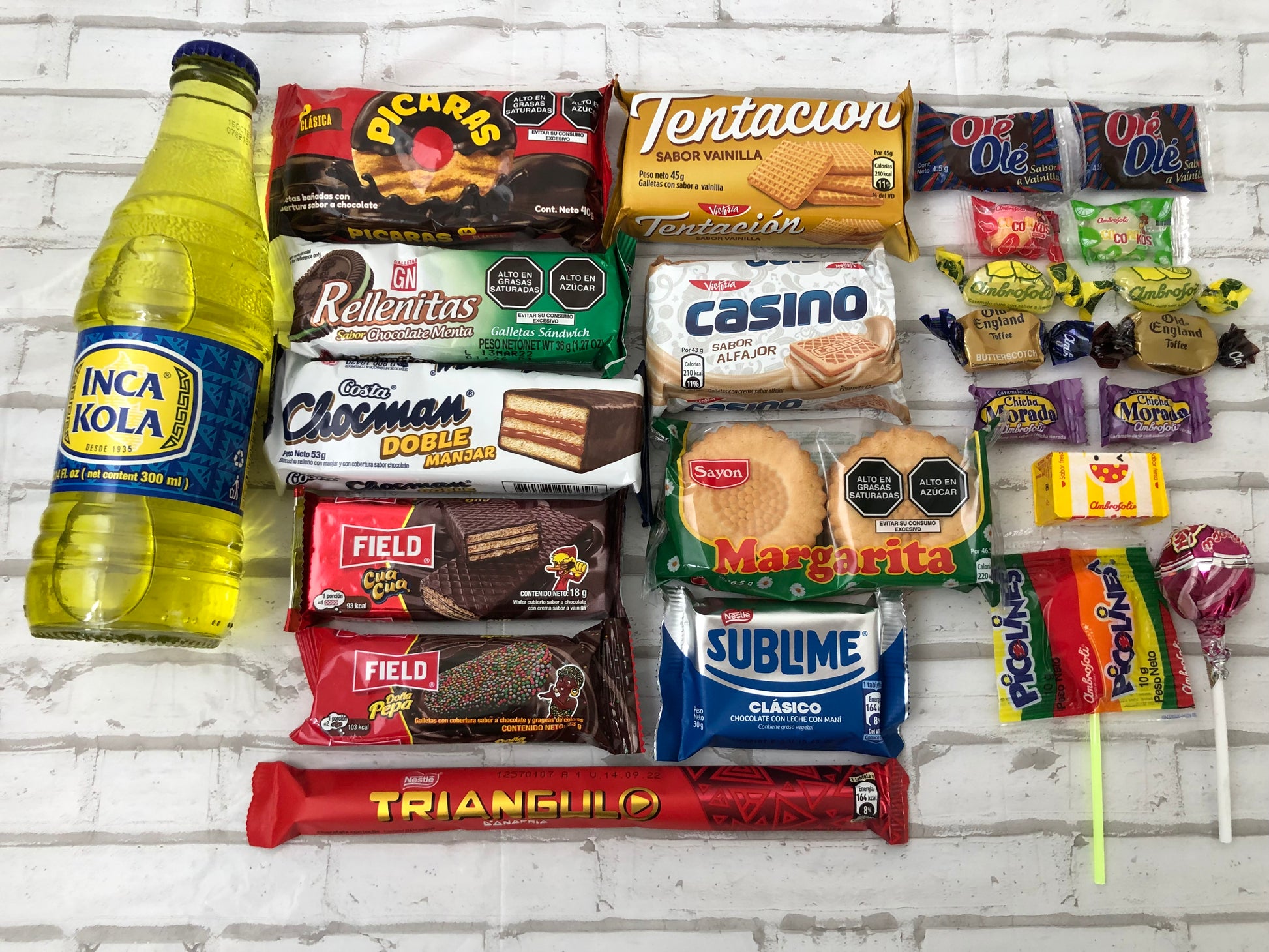 Peruvian Candy Box With Assortments Cookies Chocolates Candies & Inka Kola  Soda Sweet Treats From Peru Small Candy Gift Box With 22 Items 